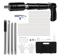 Pistola manuale per unghie con 200 chiodi rotondi, 5 marce, dispositivo regolabile per acciaio e cemento, portatile e silenzioso, con kit di protezione (guanti, occhiali, tappi per le orecchie) (nero)