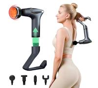 Pistola massaggiante 3 in 1 staccabile per tessuti profondi, con manico di estensione e calore, massaggiatore muscolare a percussione per braccia, spalle, schiena, vita, portatile e silenzioso, per