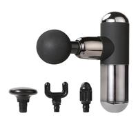 Pistola massaggiante muscolare a percussione, mini dispositivo per massaggio dei tessuti, 4 teste e velocità regolabili, addominali, 14 x 8,9 x 4,6 cm, nero argento