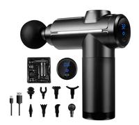 Pistola massaggiante per tessuti profondi, massaggiatore a percussione muscolare a 32 marce, con touch screen LCD, 8 teste, per rilassare spalle, corpo, schiena