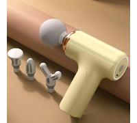 Pistola Massaggio, Mini Massaggiatore Muscolare a 6 Velocità, Massaggiatore per il Benessere dei Tessuti Profondi con 4 Testine, Adatto per Corpo, Collo, Schiena, Braccia, Spalle, Gambe (Yellow)