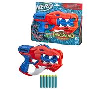Nerf DinoSquad - Blaster lancia-dardi Raptor-Slash, con tamburo rotante da 6 dardi, azione raffica di colpi, include 6 dardi originali Elite