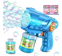 Pistola per bolle di sapone per bambini, macchina per bolle di sapone, luce a LED, elettrica, con serbatoio da 100 ml, blu, per bambini, giocattolo per feste (blu)