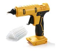 Pistola per colla a caldo a batteria compatibile con Dewalt 18 V/20 V, pistola per colla a caldo con 20 bastoncini di colla da 11 mm, ideale per riparazioni, artigianato, fai da te (giallo per Dewalt)