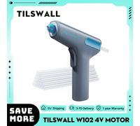 Pistola per colla a caldo a motore Tilswall W102 4V Luce LED a preriscaldamento rapido 15s, ricaricabile di tipo C, autonomia di 40-60 minuti, batteria da 4000 mAh W102
