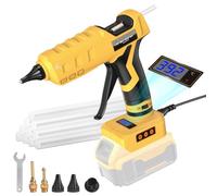 Pistola per colla a caldo, senza fili e con cavo, 2 in 1, compatibile con batteria DeWalt da 20 V, temperatura digitale regolabile, dimensioni standard con 10 bastoncini di colla