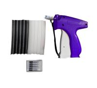 Pistola per cucire per vestiti, mini fissatore rapido portatile per indumenti, include 6 aghi, 500 elementi di fissaggio bianchi, 500 elementi di fissaggio neri per gli (Viola)