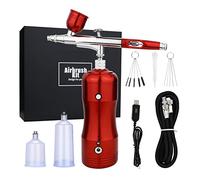 Pistola per idropulitrice, Kit Aerografo 30psi Con Compressore Ad Arresto Automatico Set Di Pistole For Spazzole Ad Aria Senza Fili Portatili Alimentazione A Gravità Wireless Ricaricabile A Doppia Azi