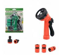 Pistola per Irrigazione 4 Modelli Regolabili con Raccordi 5 pezzi nella confezione, Pistola Multifunzione con Flusso D'Acqua Controllabile, Lavaggio Auto, Irrigazione Giardino, per Tubo Acqua Giardino
