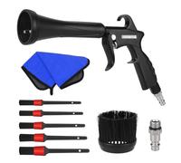 Pistola per la Pulizia a Secco, 8-12 bar, Pistola Aria Compressa alta pressione con 2 set di ugelli, pulizia interna dell'auto per la tappezzeria del veicolo, sedili in moquette(nero)