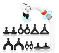 Pistola per massaggio muscolare a doppia testa, sollievo dal dolore ai tessuti profondi, pistola per massaggio sportivo 3 in 1 con manico estensibile staccabile per schiena, collo, spalle e corpo, 6