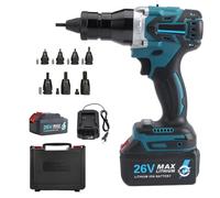 Pistola Per Rivetti A Batteria 26v, Rivettatrice Elettrica Portatile Senza Fili Per Dadi M3/M4/M5/M6/M8/M10/M12, Adatta Per Inserti Filettati E Lavori Professionali (5.2Ah, 1 Batteria)