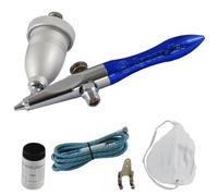 Pistola per sabbiatura Agora-Tec AEG AT-01, il set include canna, ossido di alluminio abrasivo da 150 g, mascherina antipolvere e supporto a parete.