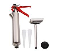 Pistola per stucco, pompa per malta in acciaio inox, con 2 ugelli in plastica, 1 pistone aggiuntivo, 1 cucchiaio per malta in acciaio inox, pompa manuale per fughe, crepe fai da te