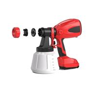 Pistola per Verniciare, Pistola a spruzzo elettrica portatile for uso domestico con protezione contro le perdite, alimentata a batteria al litio(Rot,One battery and one charge)
