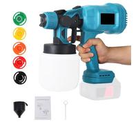 Pistola per Verniciare, Verniciatore a Spruzzo a Batteria 800ML, Pistola di Verniciatura Elettrica con 5 Ugelli, 3 Tipi di Spruzzo Compatibile con Makita 18V (Senza Batteria)