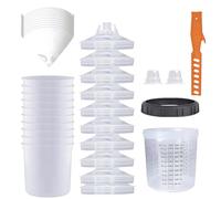 Pistola per verniciatura a tazza, tazza di miscelazione, pistola a spruzzo colorata, set con 10 contenitori per bicchieri, 10 coperchi, 10 fogli filtranti, 2 tappi di chiusura per bicchieri, 1