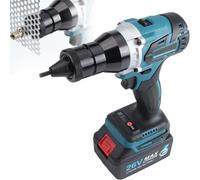 Pistola rivettatrice a batteria M3-M12 con 7 mandrini, luce LED e 1,3 kg | Memoria della corsa, svitamento automatico e 2 velocità per manutenzione, produzione e montaggi professionali(1Battery,2.2Ah)