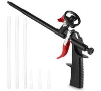 Pistola Schiuma Poliuretanica, Pistole per Schiuma Nero con 3 Ugelli Intercambiabili, Pistola in Schiuma EspansaPU Professionale in Metallo per Calafataggio, Riempimento e Sigillatura di Progetti