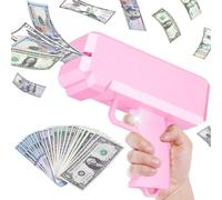 Pistola Spara-Soldi e Prop per Film e Matrimoni, Pistola Portatile per Contanti con Carta da Gioco e Pistola Finta per Feste, Pistola Giocattolo per Finta Money Gun Shooter (Rosa)