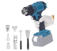 Pistola termica a batteria compatibile con batteria Makita da 18 V, con regolazione del volume d'aria a 2 livelli, temperatura fino a 550 °C e 7 ugelli per saldatura, piegatura di tubi (senza batterie