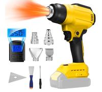 Pistola termica a batteria compatibile con Dewalt 20V batteria, pistola aria calda a batteria con 2 velocità, indicatore di temperatura e batteria, 4 ugelli e spatola (senza batteria)