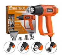 Pistola termica con 4 ugelli, professionale da 2000 W con doppia impostazioni di temperatura, doppio cavo riscaldante 60 ℃ -600 ℃ , Kit pistola ad aria calda a calore rapido Orange