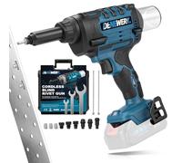 Pistole per Rivetti Senza Fili compatibile con Makita 18V, 10KN rivettatrice a batteria per rivetti ciechi in acciaio 2,4-4,8mm e rivetti ciechi in alluminio 2,4-6mm, 25mm Corsa (senza batteria)
