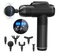 Pistolet Massage Musculaire,99 Velocità Masseurs Électriques Portables,Masseur dos et Cervicales E Collo 6 Testine Massaggio/Display LCD,Massage Gun per Muscoli Rilassamento Alleviare Il Dolore-Nero