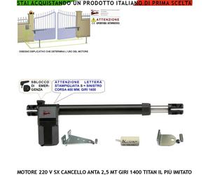 Pistone Cancello Sinistro Motore Elettrico 230 V Stelo 400 mm 1400 Giri Sblocco