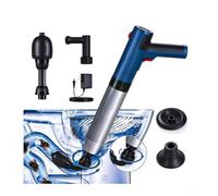 Pistone elettrico per scarico, con testa rotante a 360°, resistente, versatile, con 3 testine intercambiabili per WC, vasche da bagno, lavandini, fognature