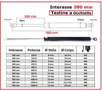 PISTONE molla a GAS Testine a OCCHIELLO 28 Tipi di Interasse - PISTONI RICAMBIO