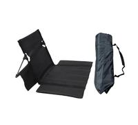 pistro Sedia da pavimento con supporto per la schiena, sedia da spiaggia con borsa per il trasporto, per viaggi zaino in spalla, corta, nera