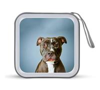 Pit Bull Dog Head Funny CD Case Holder Organizer 40 Capacità DVD Collection Storage Bag Portafoglio per Auto Casa Viaggio
