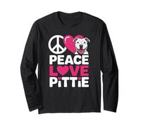 Pit Bull Pittie Love Peace Divertente Salvataggio Cane Mamma papà Maglia a Manica