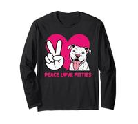 Pit Bull Pittie Peace Love Divertente Salvataggio Amante dei Cani Maglia a Manica