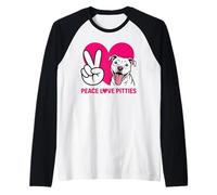 Pit Bull Pittie Peace Love Divertente Salvataggio Amante dei Cani Maglia con Maniche Raglan