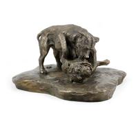 Pit Bull Terrier - busto/statua di cane su base di legno, Art Dog IT