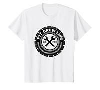 Pit Crew Life: Go FTE Mechanic Pride Emblema Pneumatico Maglietta, Bambini, Bianco, 8 Anni