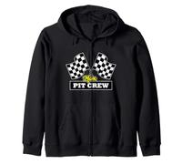 Pit Crew per Le Bandiere a Scacchi della Mamma Pit Felpa con Cappuccio
