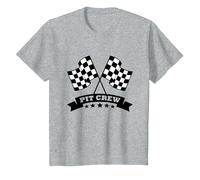 Pit Crew Racing Lover per Le Feste di Auto da Corsa Maglietta, Bambini, Grigio Melange, 4 Anni