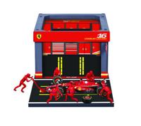 BBURAGO PIT STOP Ferrari SF-24#16 Leclerc, Playset con Diorama, Veicolo in Scala 1:43 e 6 Meccanici, Replica Dettagliata con Licenza Ufficiale Ferrari, Età Consigliata 3+ Anni