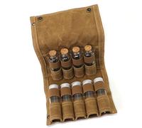 Pitadue Borsa per spezie da viaggio con 9 bottiglie, barattolo per spezie da viaggio, borsa pieghevole in tela per attività all'aperto ed emergenze, Kaki Con Bottiglia