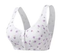 Pitadue Reggiseno con bottone frontale chiusura frontale reggiseni sportivi per tutti i giorni Comfort Reggiseno a copertura completa per donne ragazze regali Snap Sleep, Viola, L