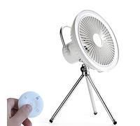 Pitadue Treppiede Ventilatore Portatile Desktop Basso Rumore 3 Controllo di Velocità Treppiede Supporto da Tavolo 4000Mah Raffreddatore Ricaricabile Luce LED Telecomando per Camera Da Letto Silenzi