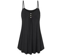 Pitashe, canottiera da donna, estiva, casual, confortevole, tinta unita, senza maniche, per donne, ragazze e ragazzi XL Nero