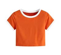 Pitashe - Maglia da donna carina alla moda, a maniche corte, comoda, in tinta unita, estiva, crop, top corto, canotta per feste, camicetta camisole, abbigliamento da donna senza pancia, tunica per