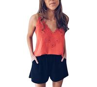 Pitashe - Maglia da donna sexy alla moda, con scollo a V, senza maniche, da donna, estiva, per feste, camicette, camicette, camicette, top da donna, Colore: arancione., XL