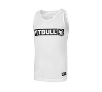 PITBULL - Canotta Uomo, Canotta Palestra Uomo, Canottiera Uomo Shirt, Canottiere Uomo Slim Fit, Maglietta Senza Maniche Uomo, Canottiere Uomo in Tessuto Stretch di Alta qualità, Bianco, S