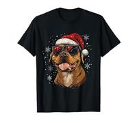 Pitbull, Cappello da Babbo Natale, Divertente, Carino, Cane, Mamma, papà, Natale Maglietta
